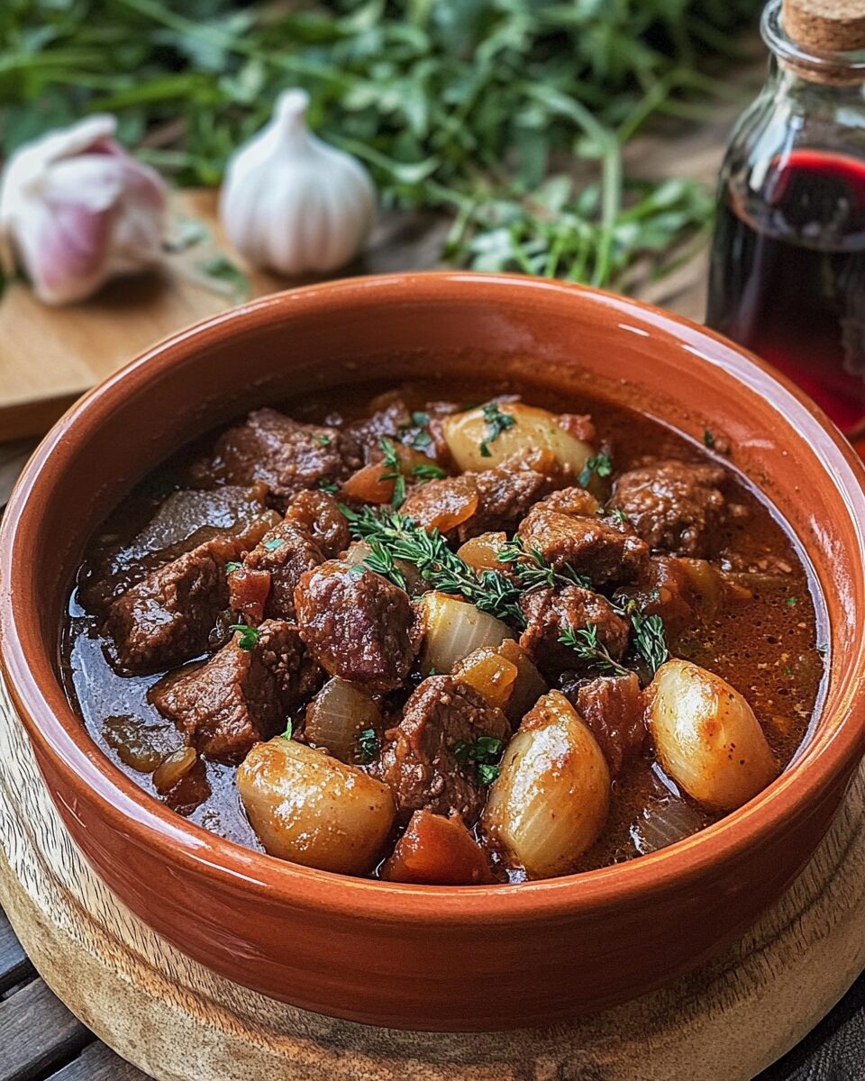 Stifado: Greek Beef Stew with Shallots