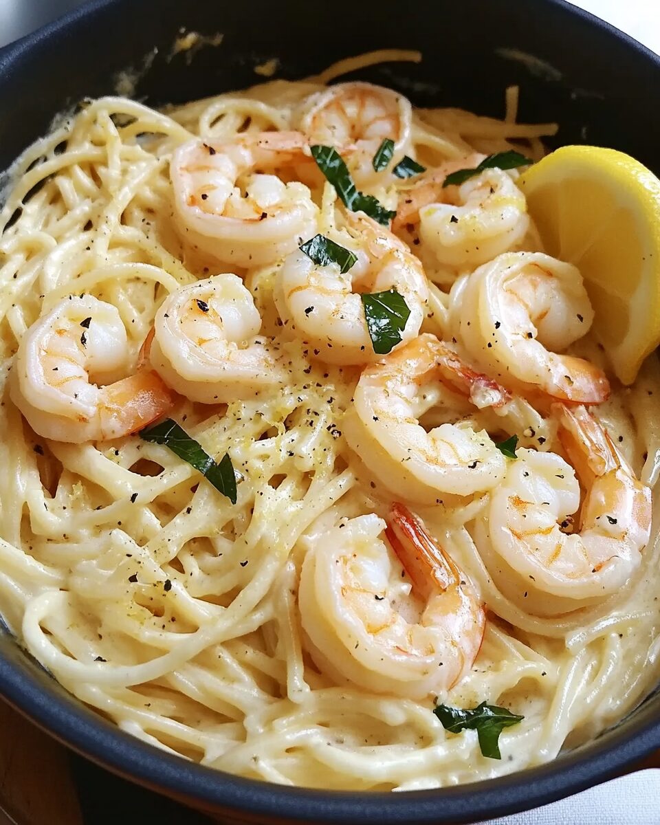 Creamy Lemon Garlic Shrimp Pasta