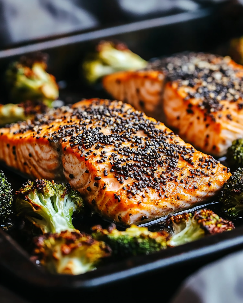 One-Pan Everything Bagel Salmon and Roasted Broccoli
