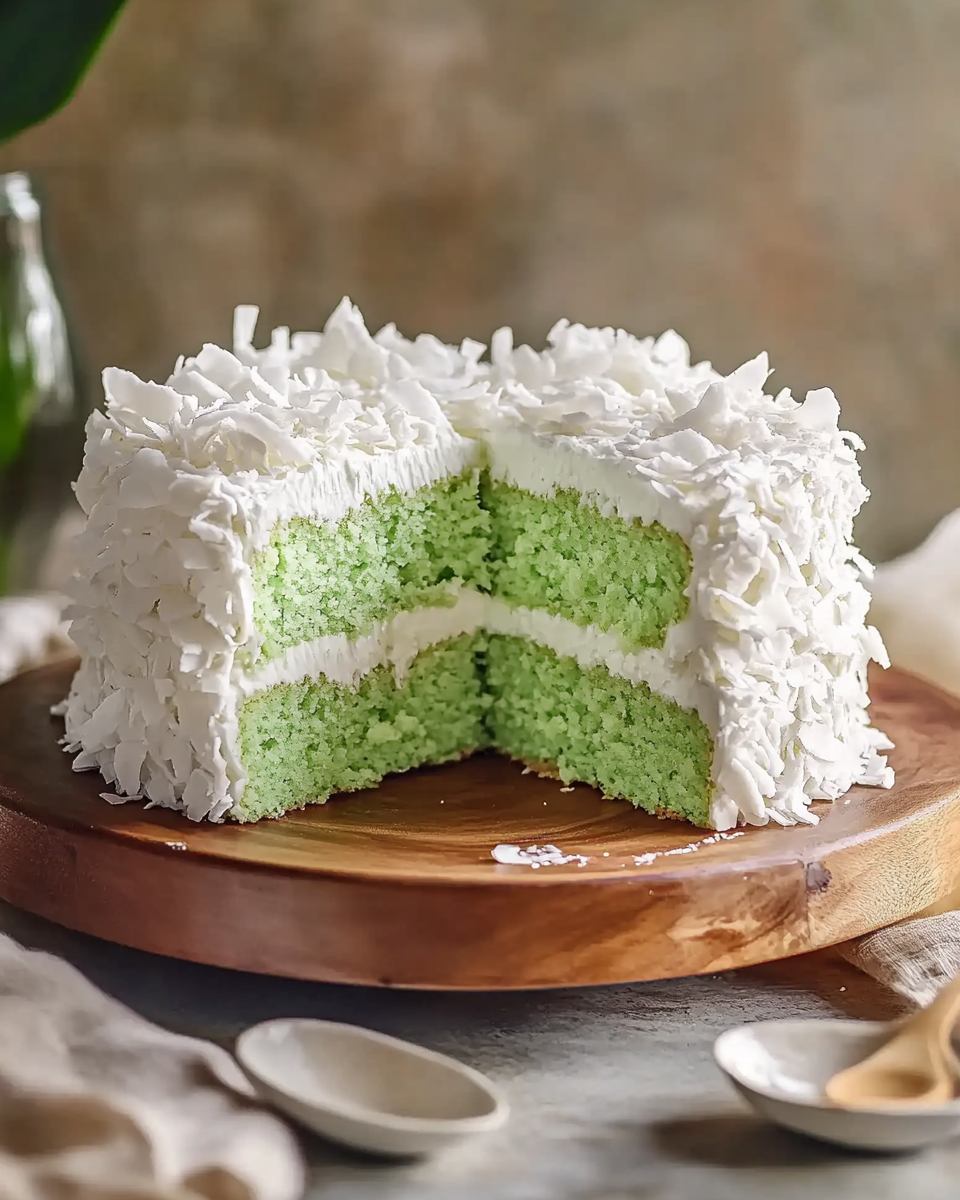 Pandan Coconut Cake