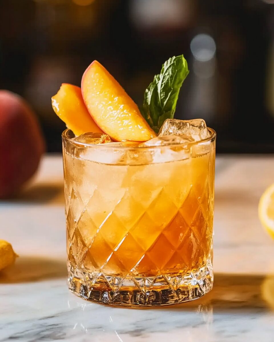Hot Honey Peach Bourbon Smash