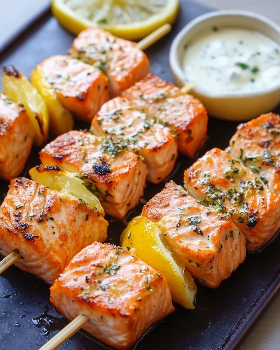 Garlic & Lemon Salmon Kabobs