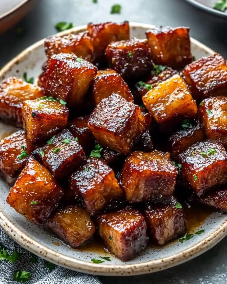Maple Mustard Pork Belly Bites
