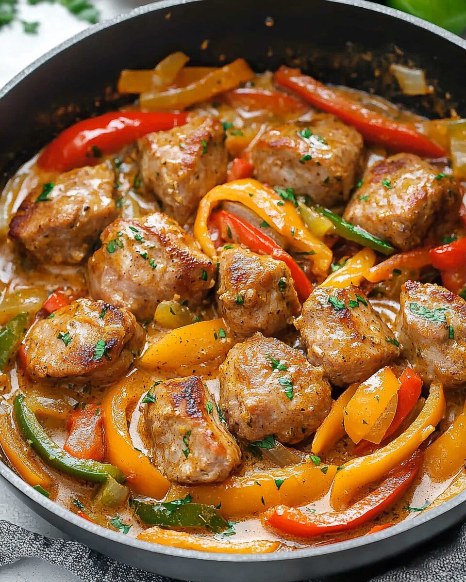 Pork Bites with Creamy Bell Pepper Sauce