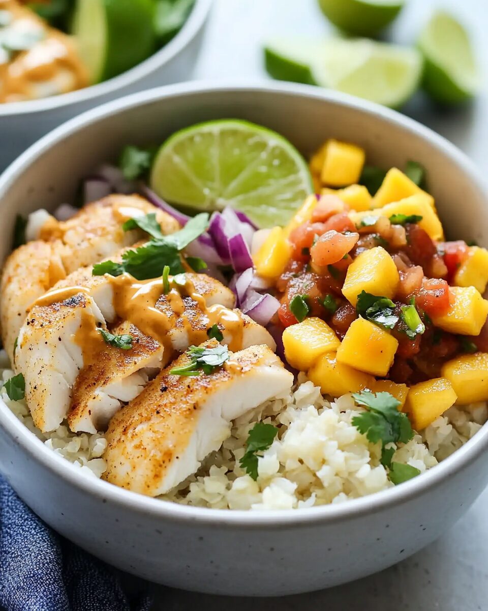 Fish Taco Bowl with Chipotle Lime Mayo Sauce