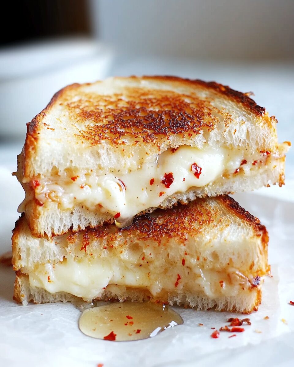 Goat Cheese Grilled Cheese with Honey and Red Pepper Flakes