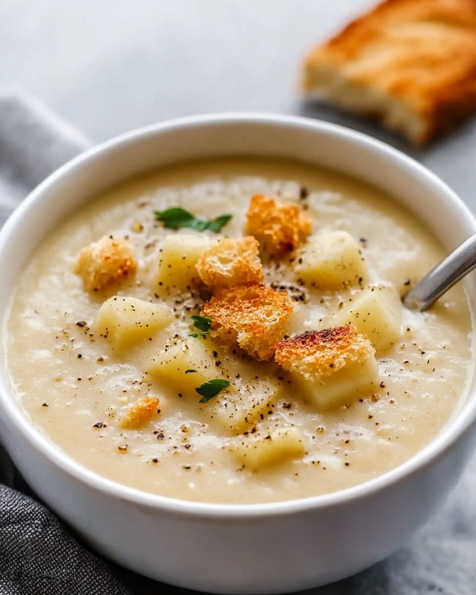 Creamy Roasted Garlic Potato Soup (Vegan)