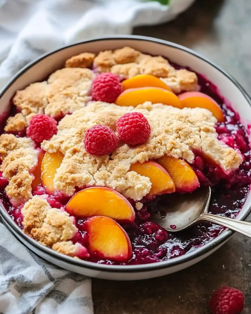 Peach and Raspberry Cobbler