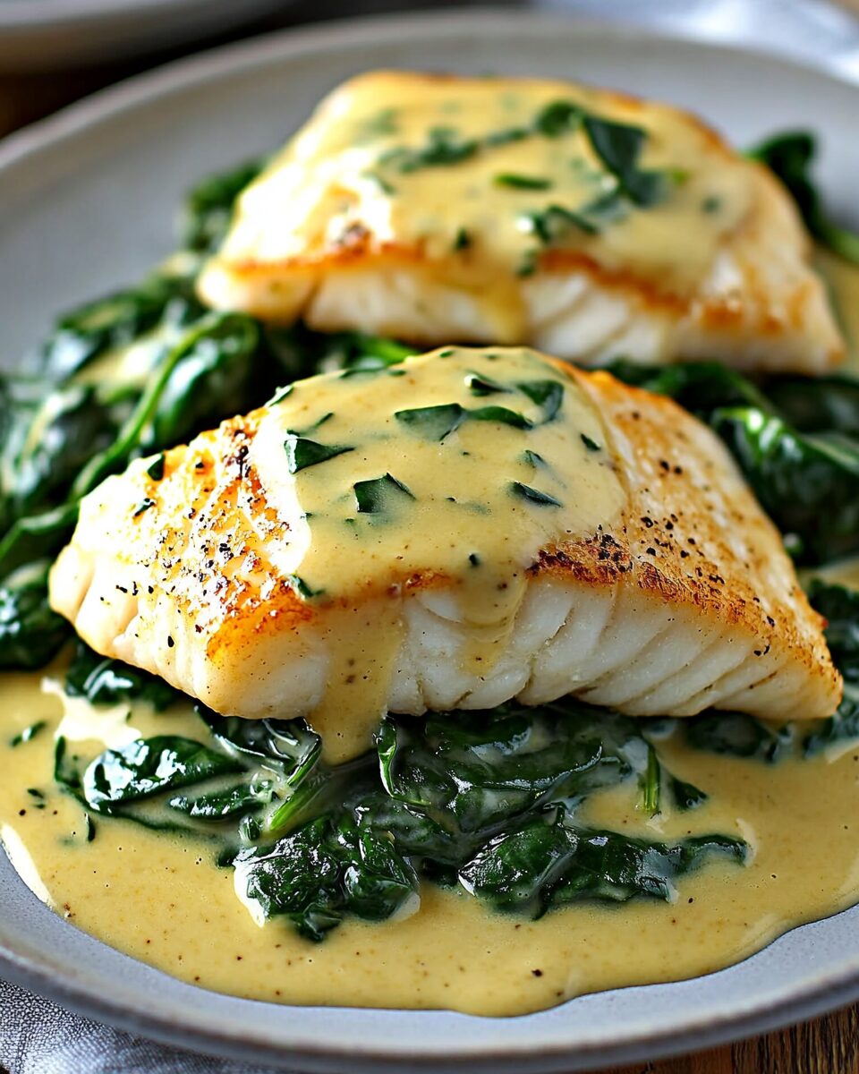 Smoked Haddock with Buttered Spinach & Mustard Sauce