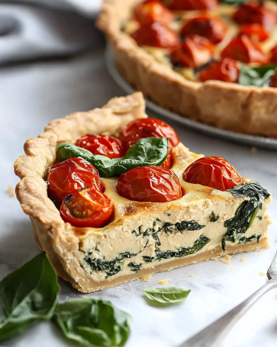 Vegan Tomato Spinach Quiche