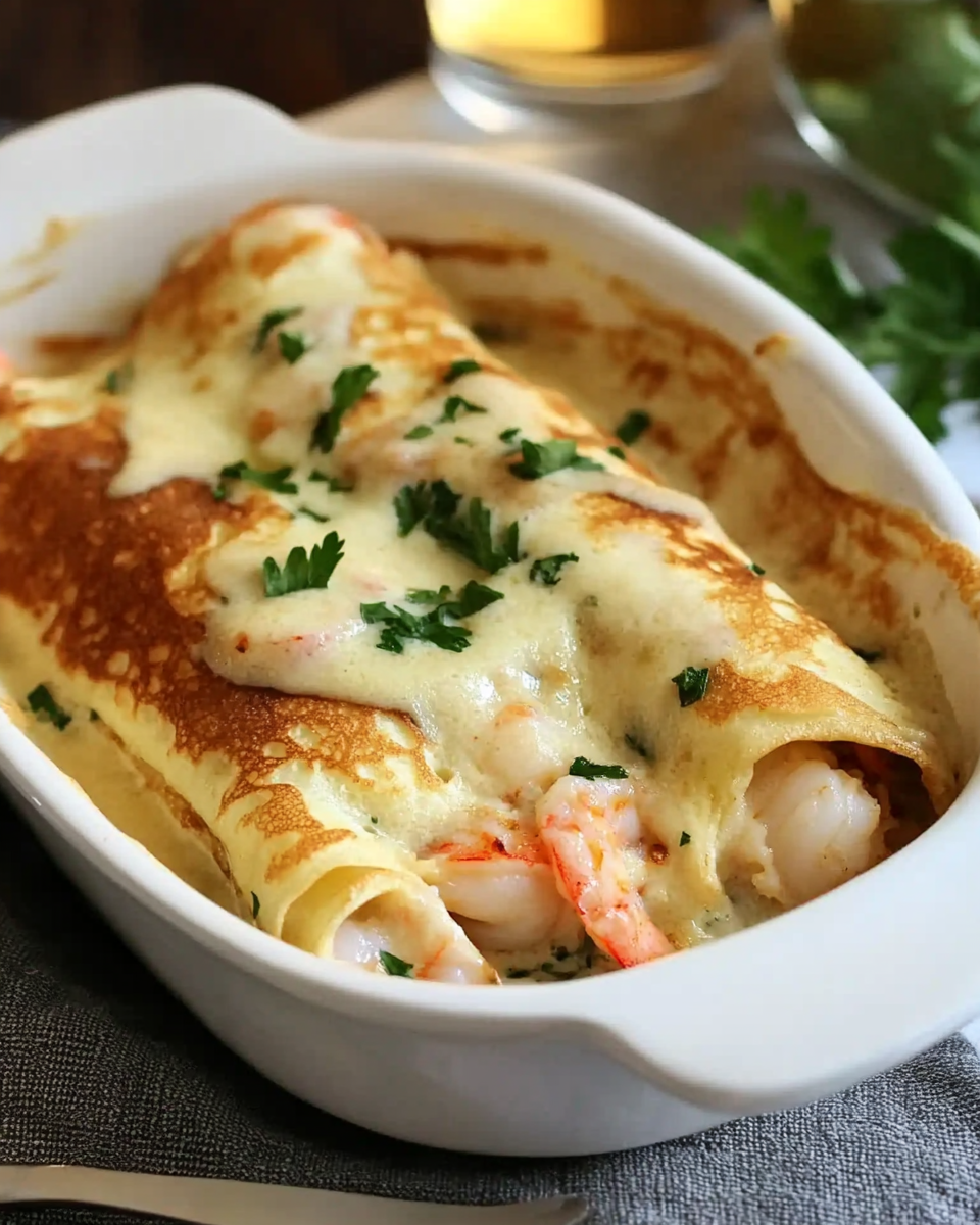 Seafood Crepes with Béchamel Sauce