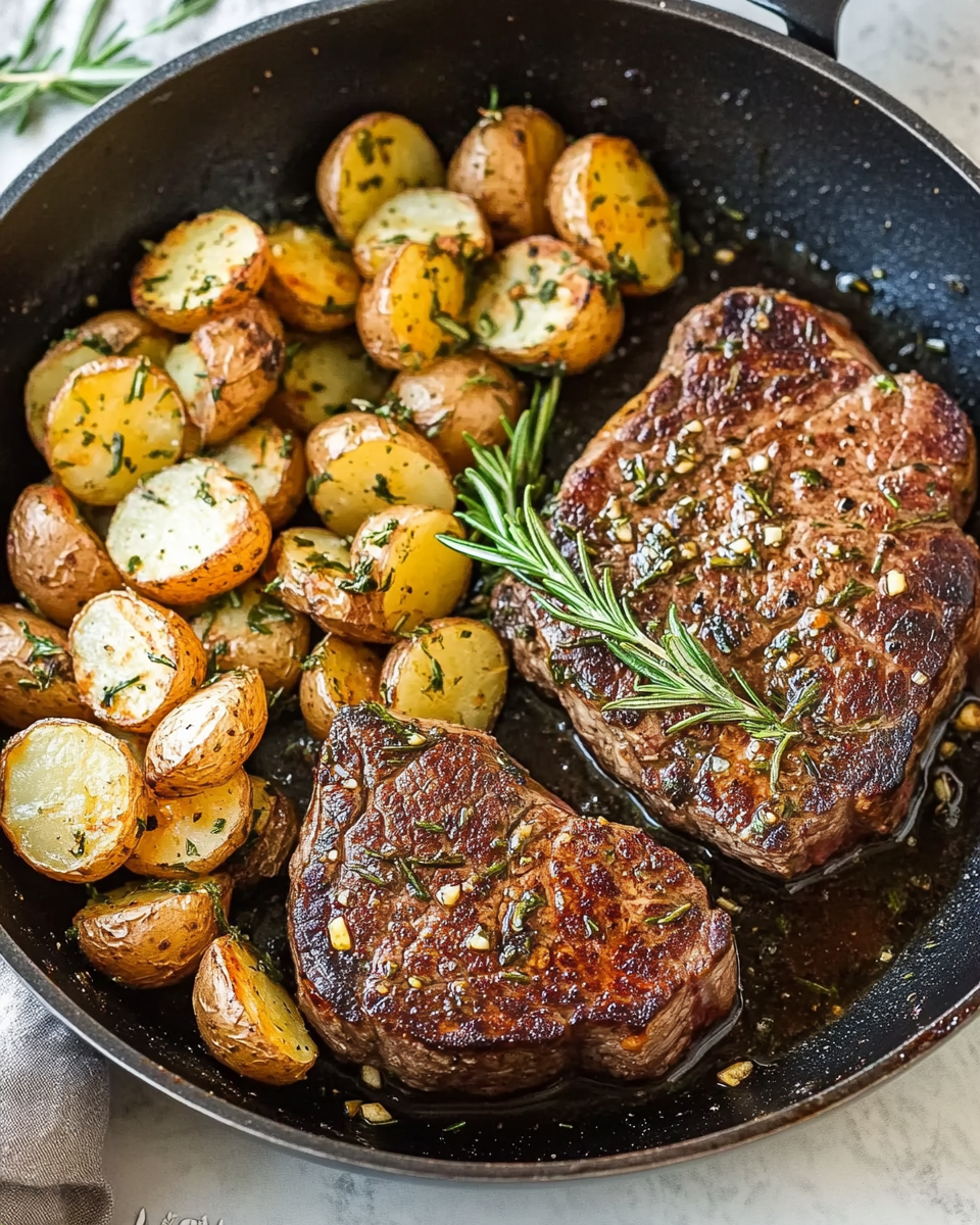 Garlic Rosemary Steak and Potatoes Skillet