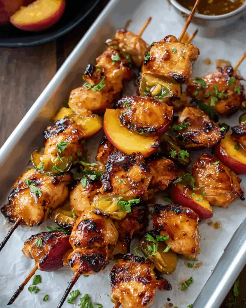Jalapeño Peach Chicken Skewers