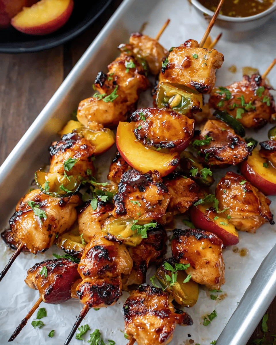 Jalapeño Peach Chicken Skewers