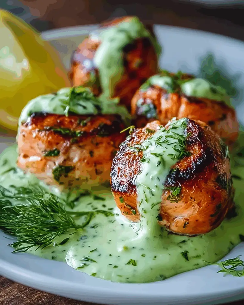 Salmon Balls with Creamy Avocado Sauce