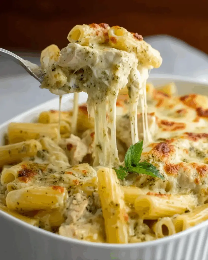 Creamy Pesto Chicken Pasta Bake