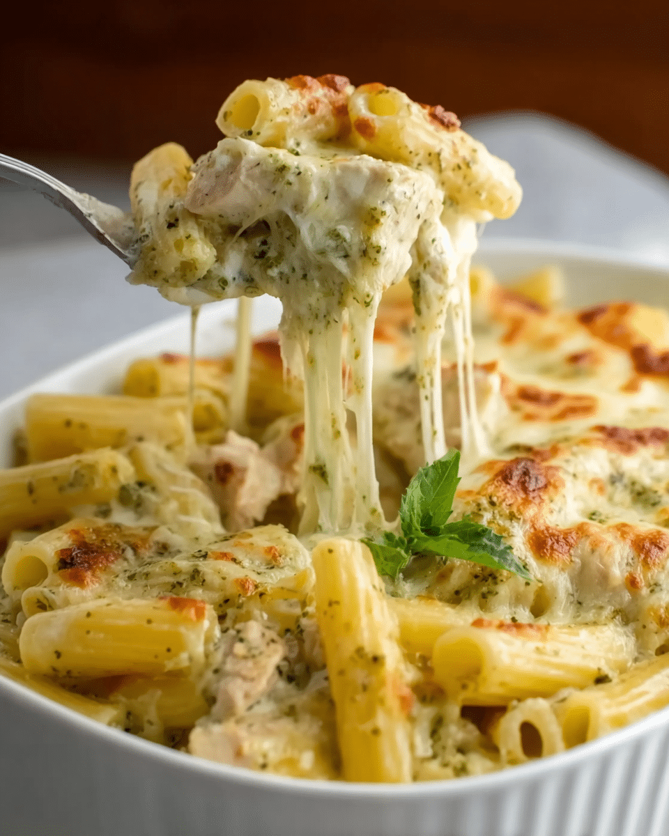 Creamy Pesto Chicken Pasta Bake