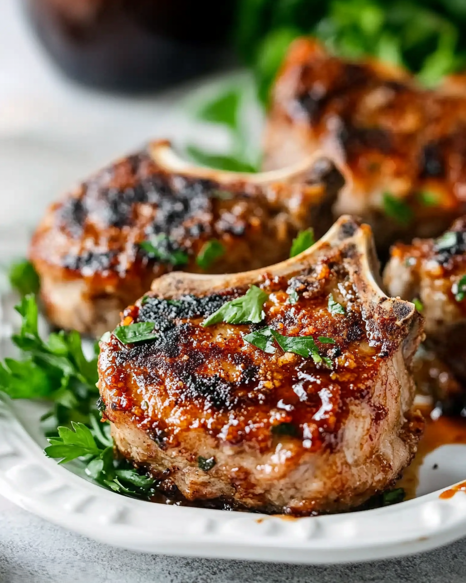 BBQ Glazed Stuffed Pork Chops