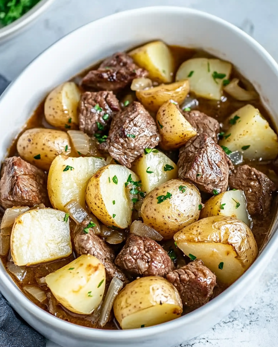 Crockpot Loaded Steak and Potato Bake