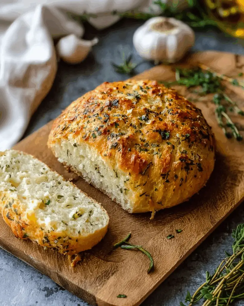 Rustic Garlic Parmesan Herb Bread