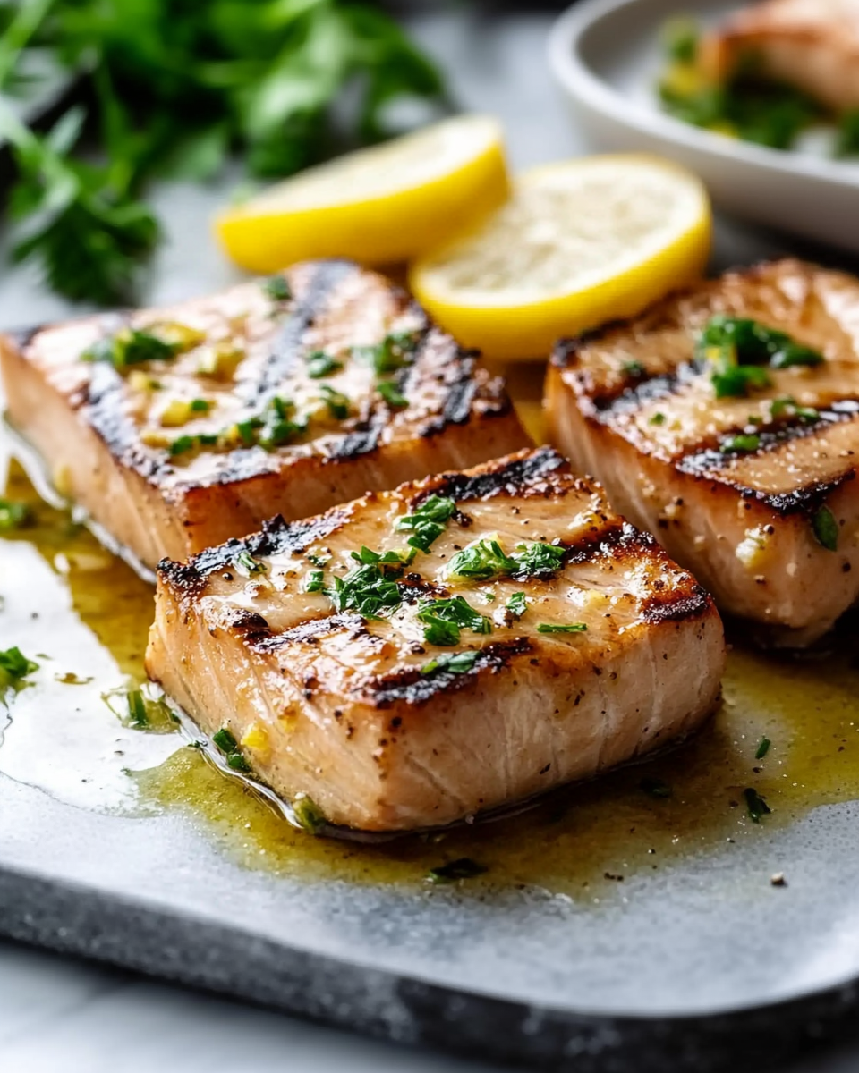 Grilled Lemon Garlic Tuna Steaks