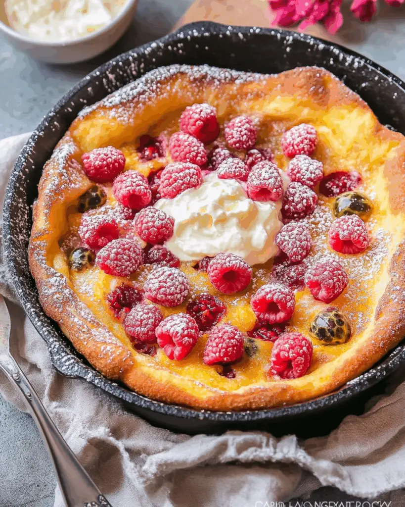 Raspberry and Passion Fruit Dutch Baby