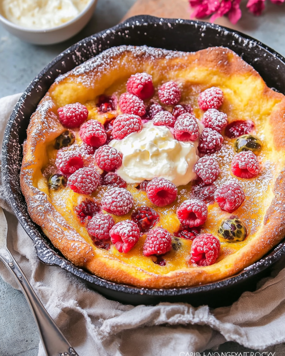 Raspberry and Passion Fruit Dutch Baby