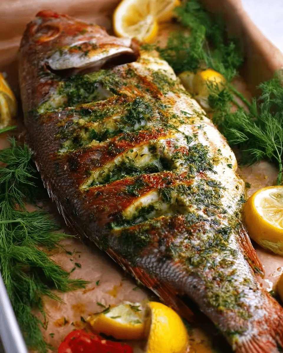 Herb-Stuffed with Garlic & Dill Butter Sauce