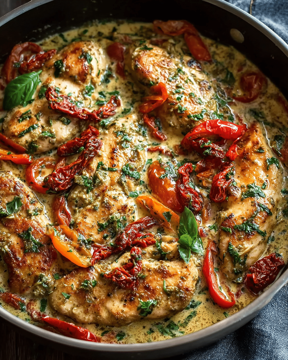 Creamy Garlic Pesto Chicken