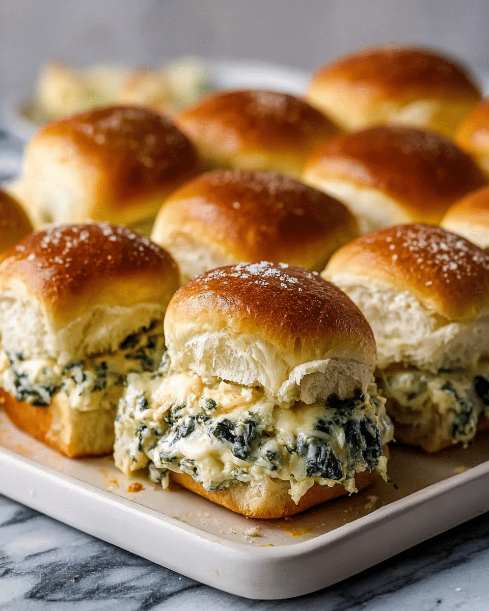 Cheesy Spinach Artichoke Dip Sliders