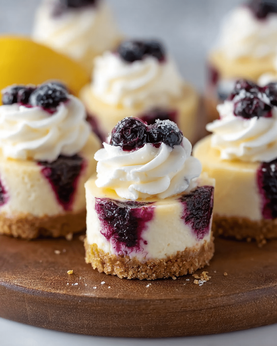 Mini Lemon Blueberry Cheesecakes