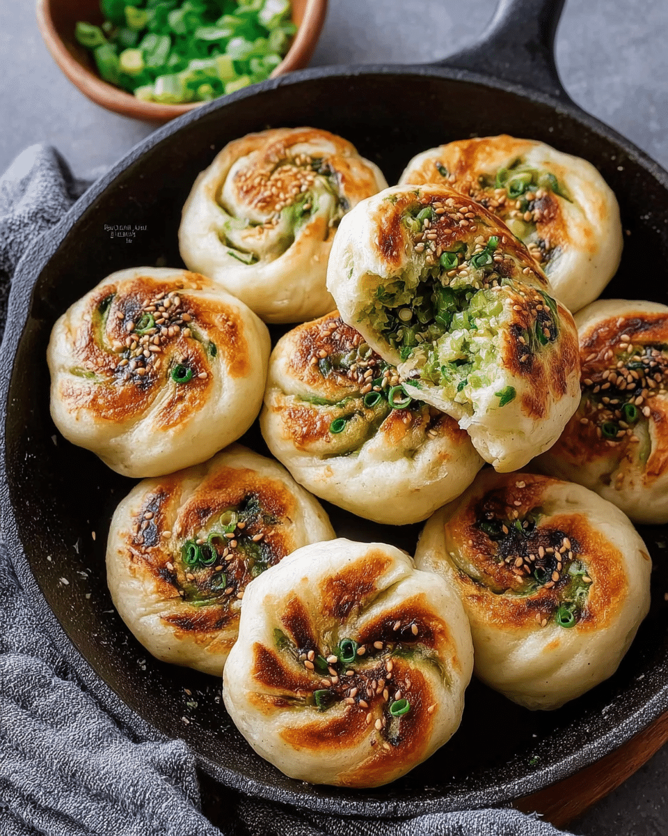 Pan-Fried Scallion and Toasted Sesame Buns