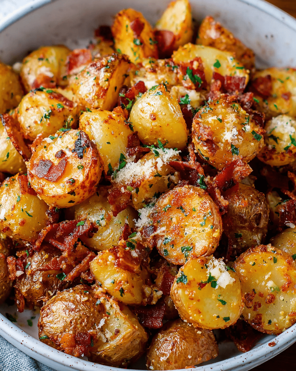 Roasted Garlic Butter Parmesan Potatoes