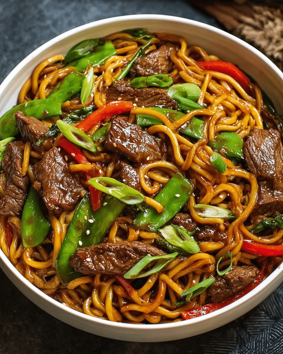 Beef Stir Fry with Noodles and Sticky Sauce