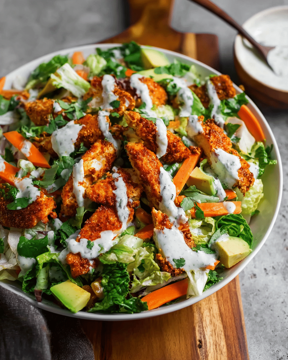 Crispy Buffalo Chicken Salad with Cilantro Ranch