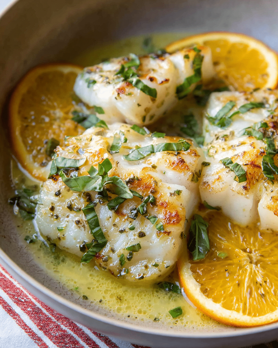 Pan Fried Cod in a Citrus and Basil Butter Sauce
