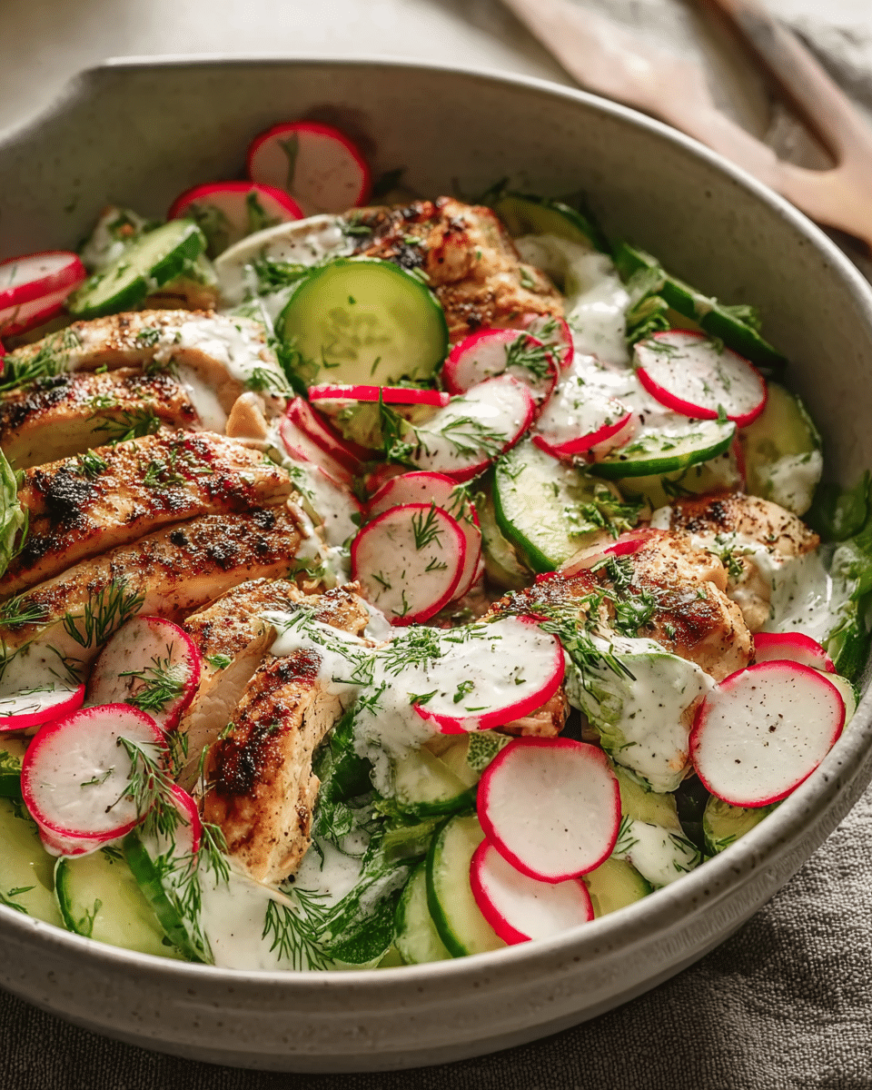 Radish Cucumber Salad with Black Pepper Chicken