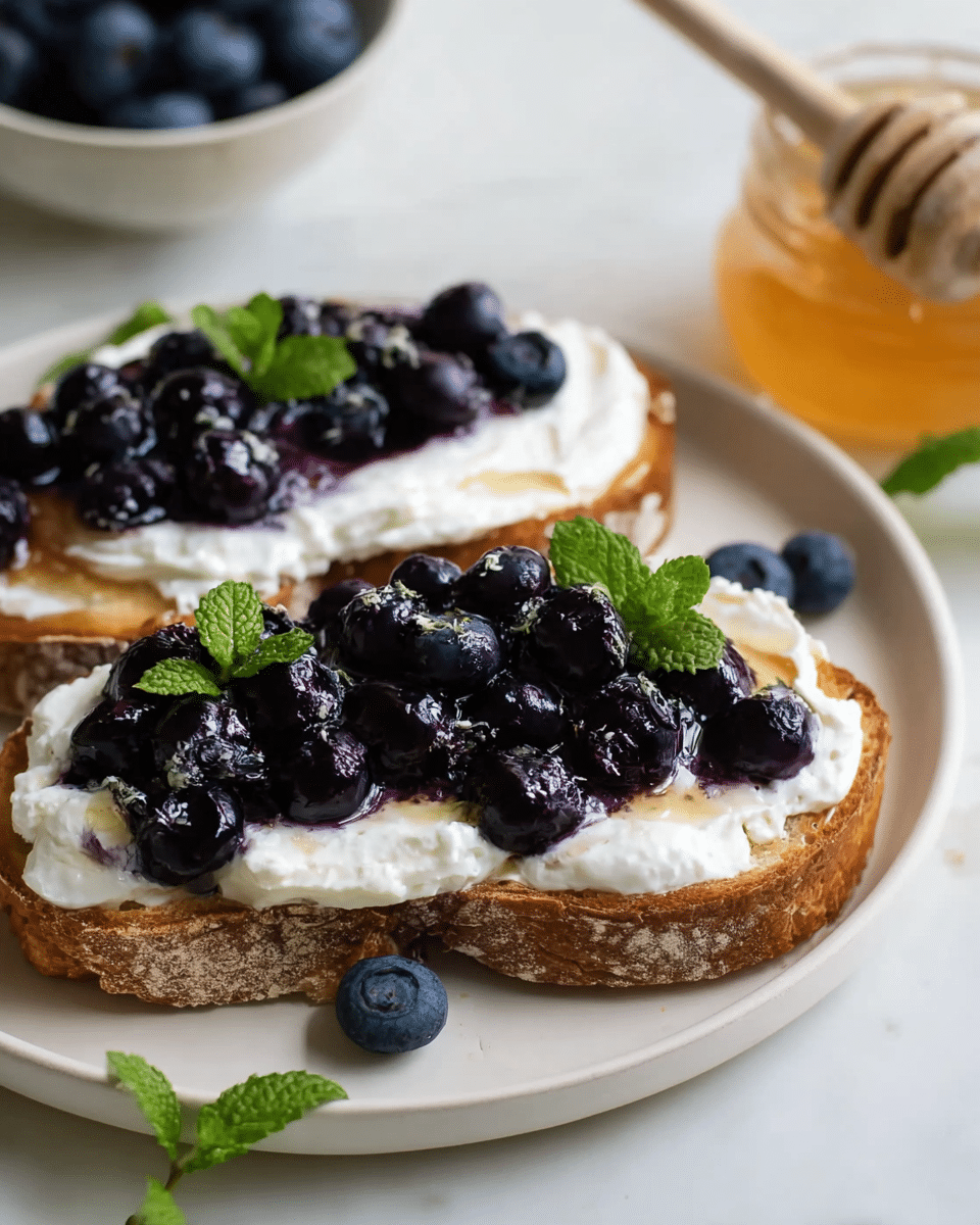 Roasted Blueberry Toast with Whipped Ricotta