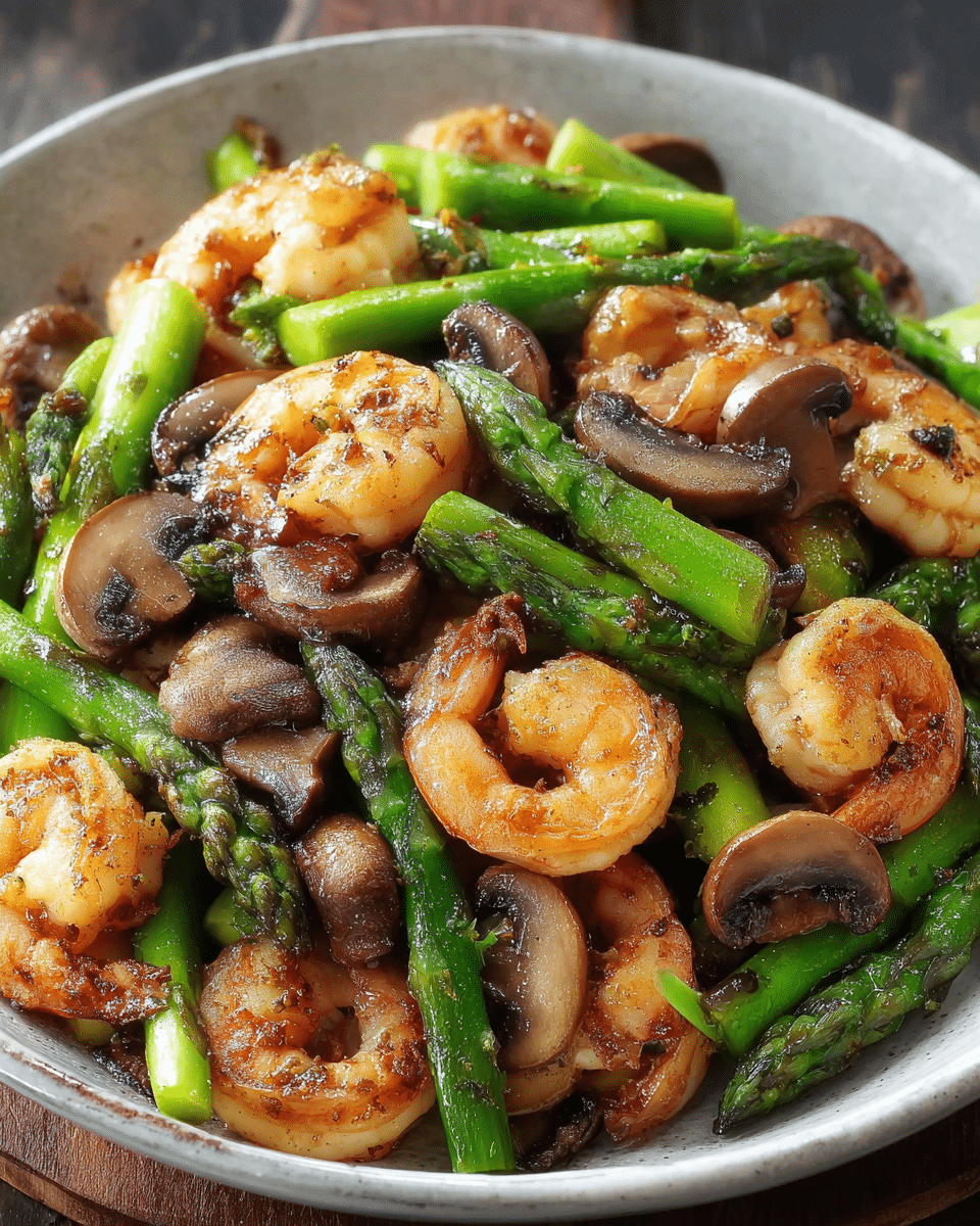 Stir-fried Shrimp Asparagus Mushrooms