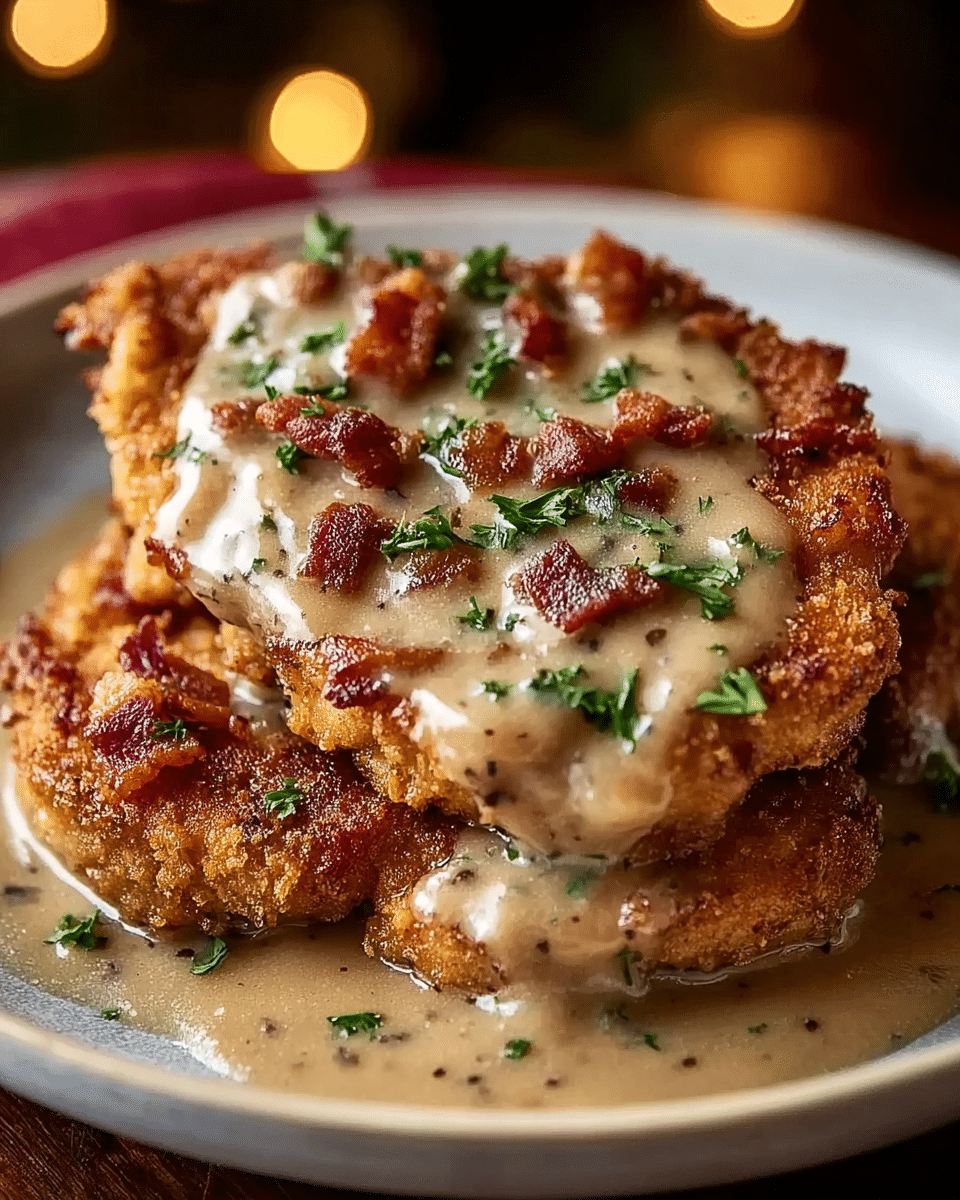 Country Fried Pork Chops with Bacon Gravy