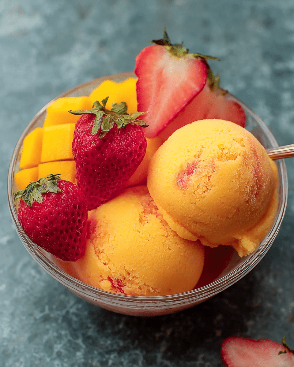 Refreshing Mango Strawberry Sorbet