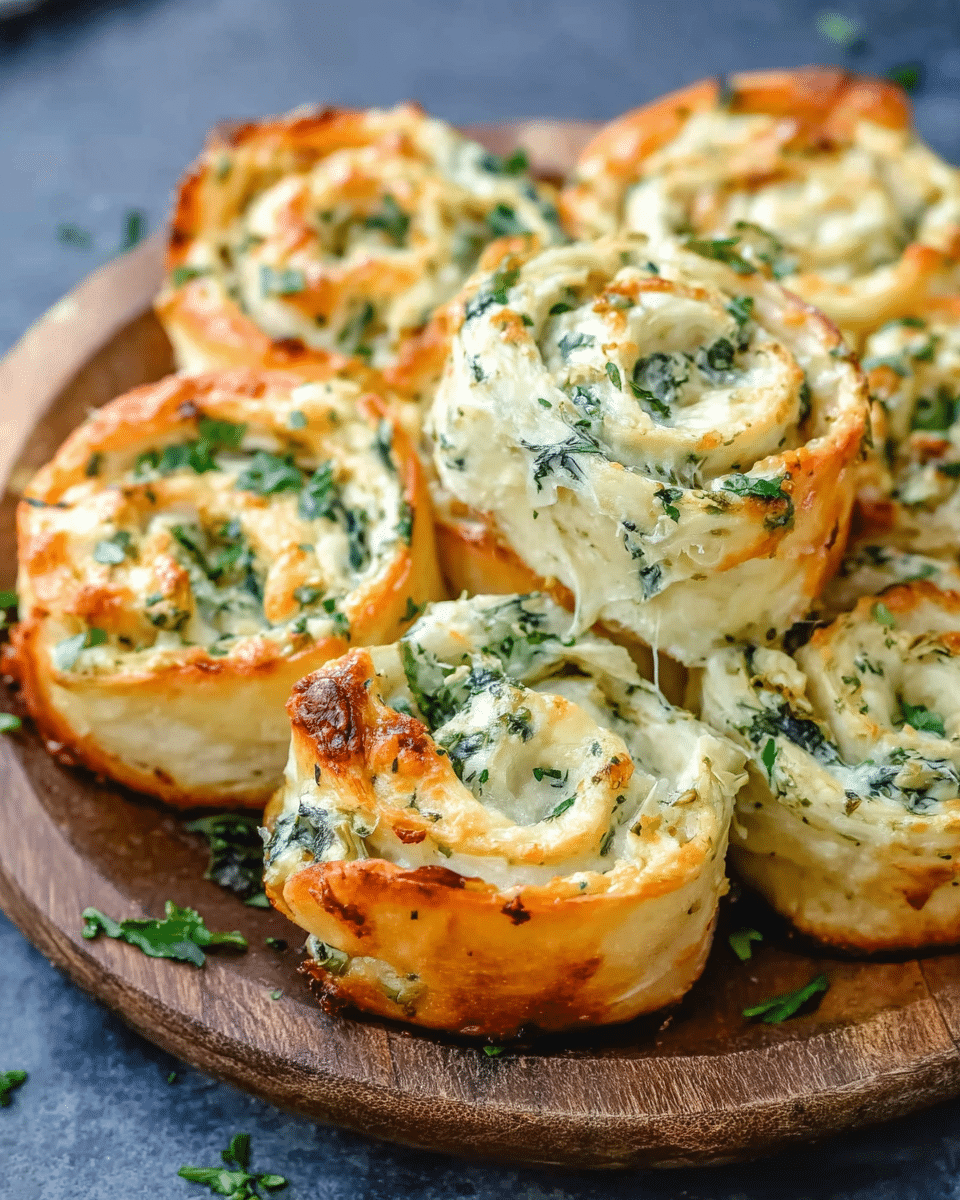 Cheesy Spinach and Artichoke Pinwheels