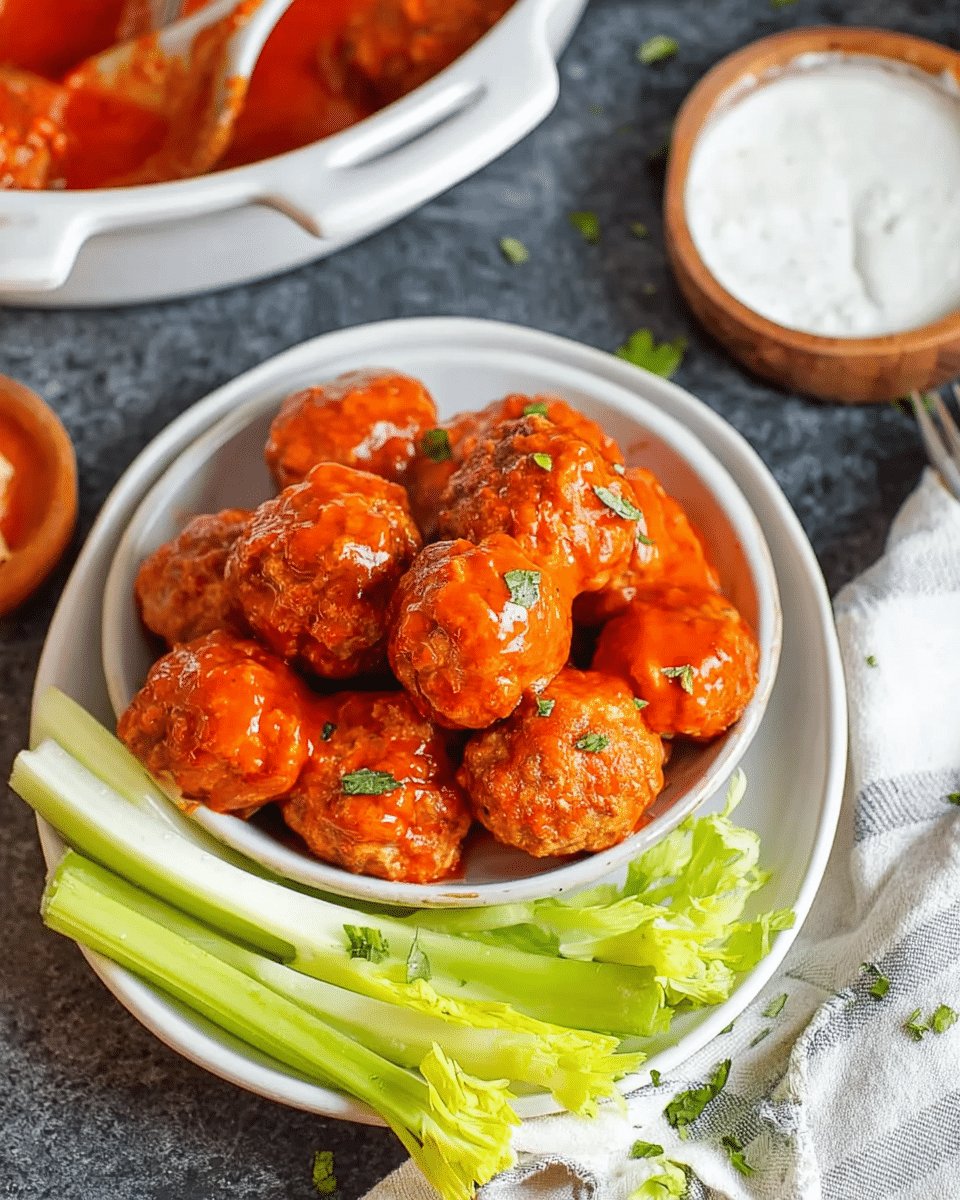 Slow Cooker Buffalo Chicken Meatballs