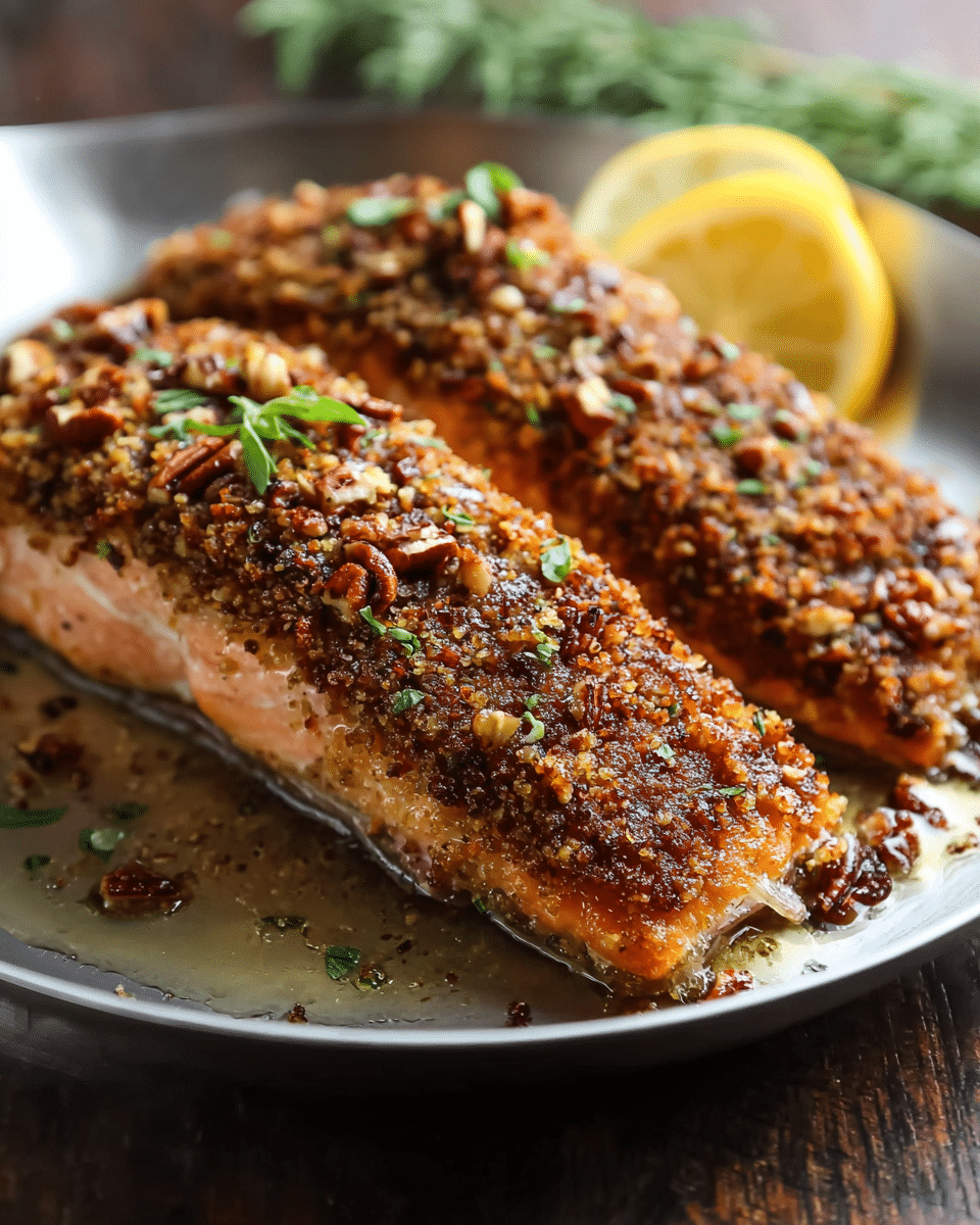 Pecan Crusted Salmon with Lemon Glaze