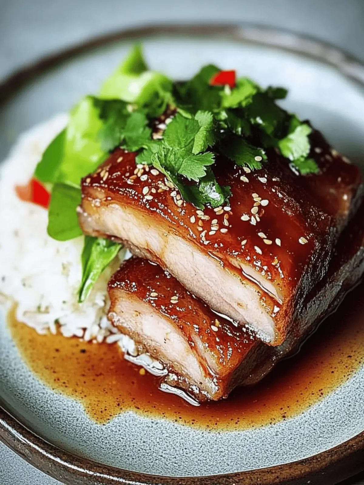 Crispy Pork Belly with Asian Style Caramel Sauce Delight