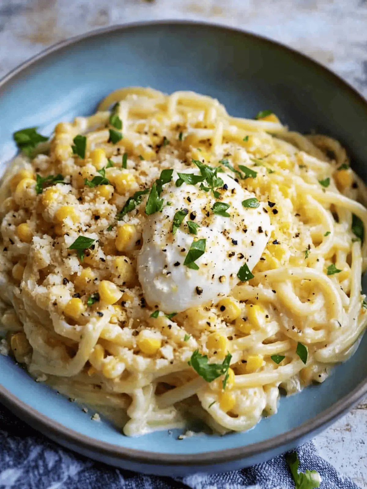 Creamy Corn and Bucatini with Burrata for Summer Indulgence 2 Creamy Corn and Bucatini with Burrata