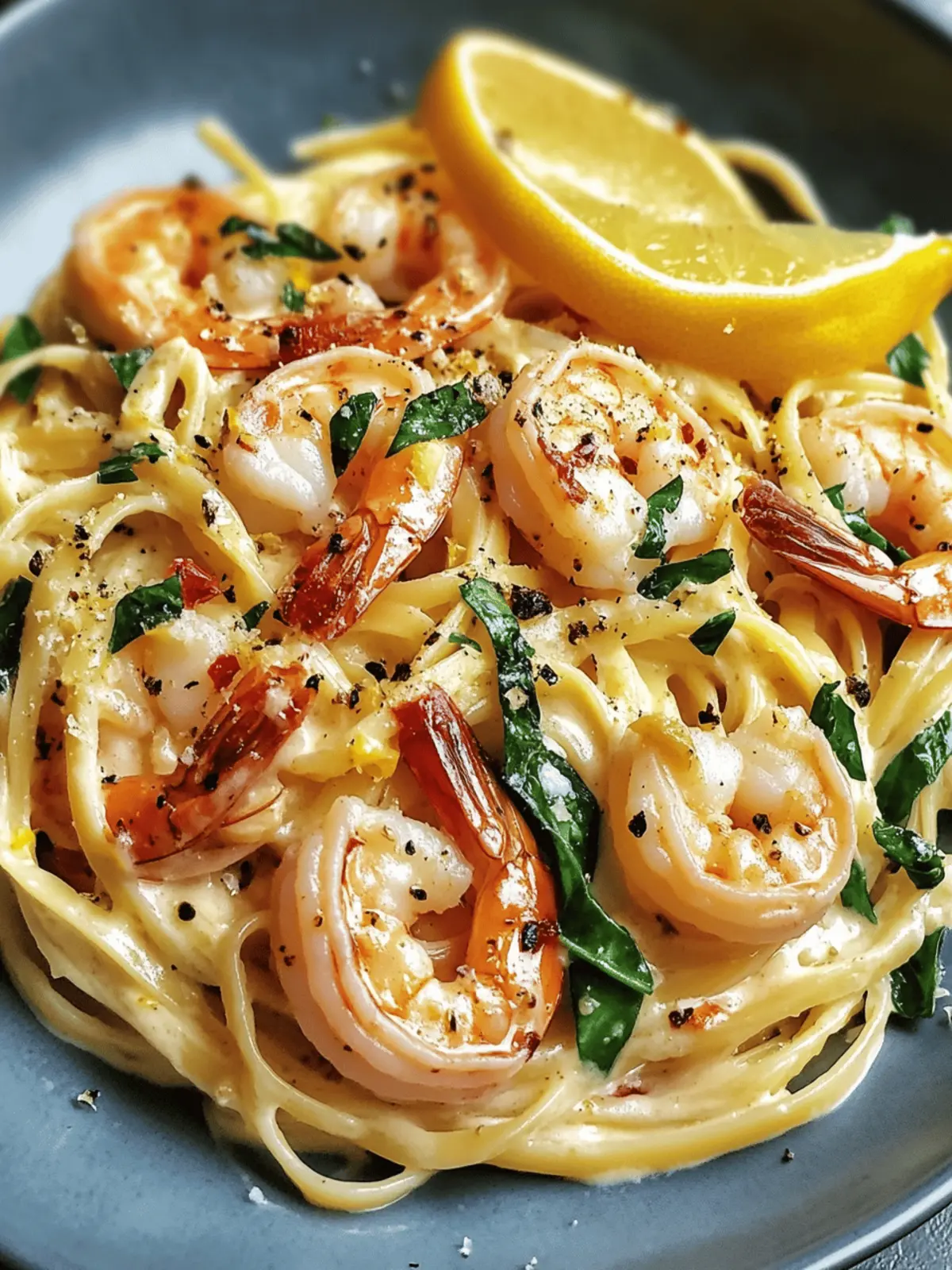 Creamy Lemon Garlic Shrimp Linguine