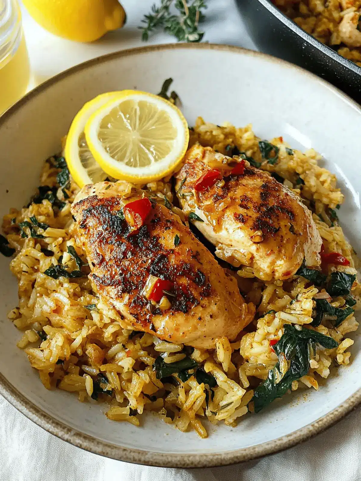 One Pan Greek Lemon Chicken and Rice Skillet