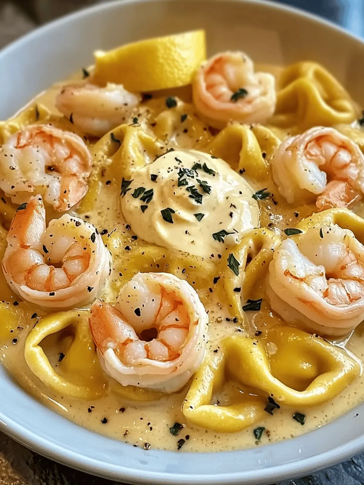 Shrimp Tortellini in Lemon Garlic Cream Sauce