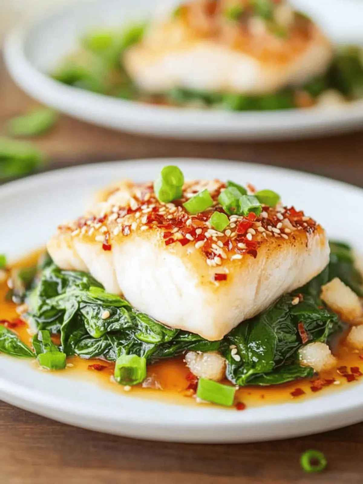 Chilean Sea Bass Recipe with Asian Glaze and Sesame Spinach